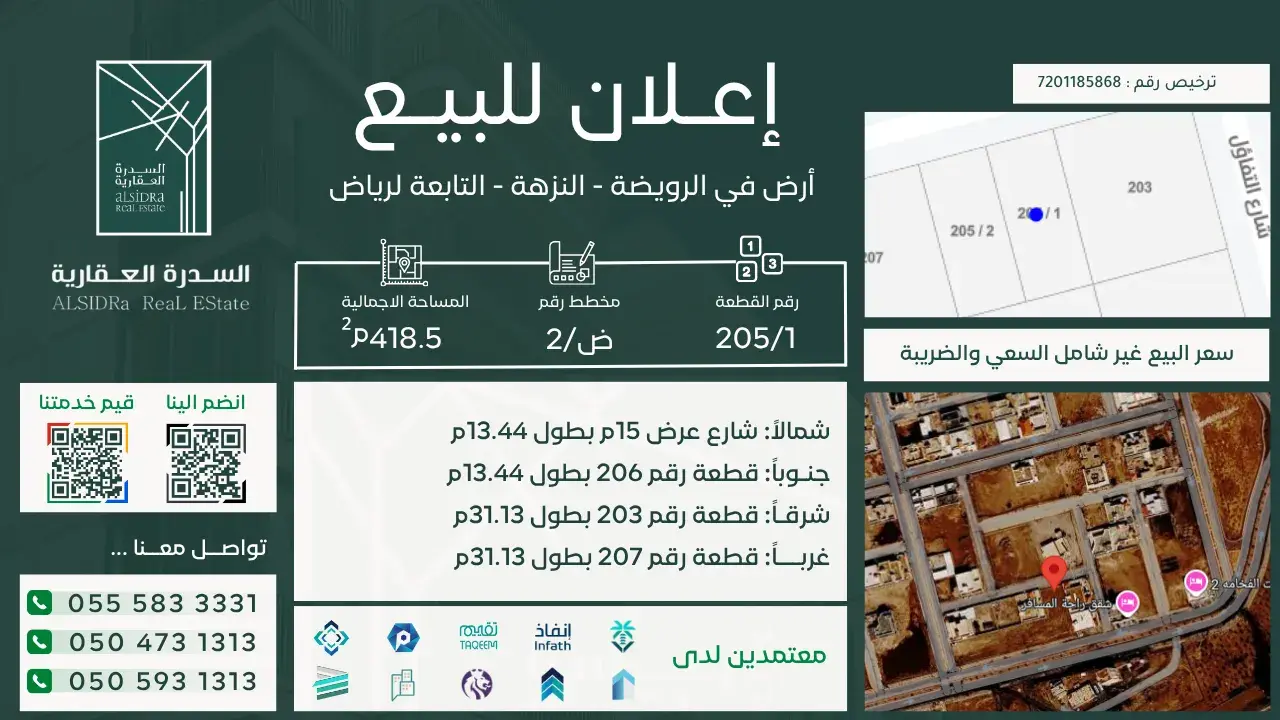 ارض للبيع في حي النزهة - القويعية - الرويضة