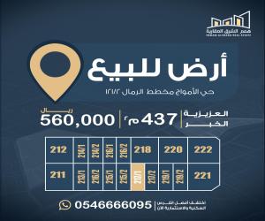 ارض للبيع  في  الخبر حي الأمواج