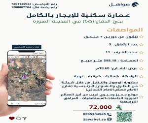 عمارة للإيجار  في  المدينة المنورة حي الدفاع