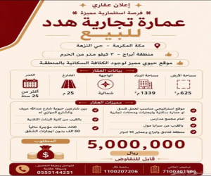 عمارة للبيع  في  مكة المكرمة حي النزهة