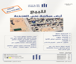 ارض للبيع  في  حفر الباطن حي العزيزية