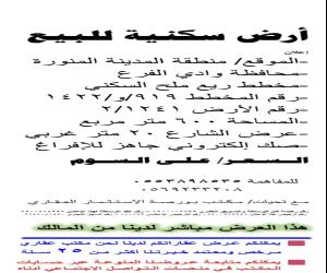 ارض للبيع  في  وادي الفرع - السليم حي السليم