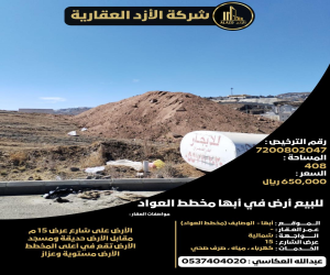 ارض للبيع  في  أبها حي الوصايف