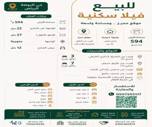 فيلا للبيع  في  الرياض حي الروضة