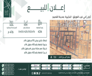ارض للبيع  في  الفويلق حي غير محدد