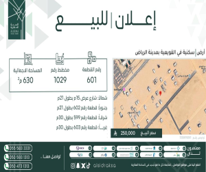 ارض للبيع  في  القويعية حي 1029 مخطط رقم