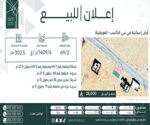 ارض للبيع  في  الكاسب حي هجرة الكاسب