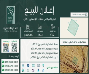 ارض للبيع  في  بقعاء حي الوسطى