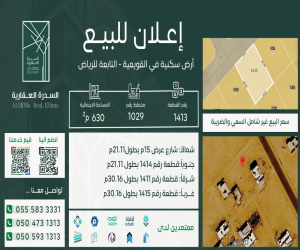 ارض للبيع  في  القويعية حي 1029 مخطط رقم